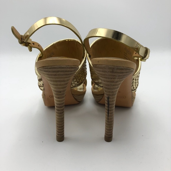 Coach Gold Metallic Steffi Platform Sandals - Picture 4 of 8